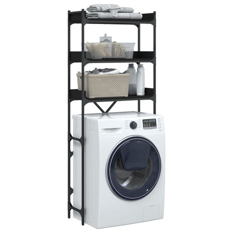 Wasmachinekast 67x25x163 cm bewerkt hout zwart 5