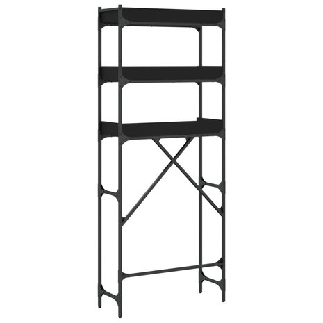 Wasmachinekast 67x25x163 cm bewerkt hout zwart 8