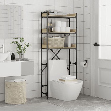 Wasmachinekast 67x25x163 cm bewerkt hout sonoma eikenkleurig 4