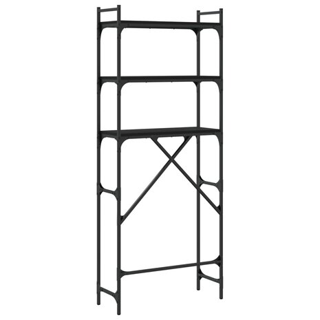 Wasmachinerek 67x25x163 cm bewerkt hout zwart 8
