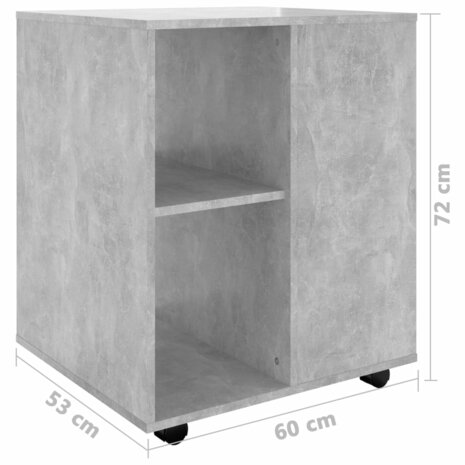 Rolkast 60x53x72 cm bewerkt hout betongrijs 9