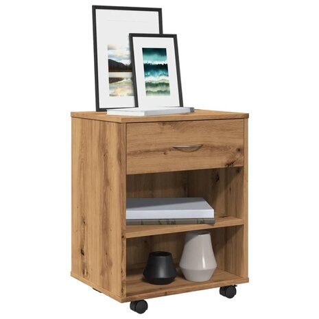 Rolkast 46x36x59 cm bewerkt hout artisanaal eikenkleurig 1
