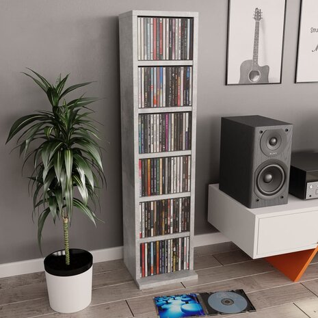 Cd-kast 21x20x88 cm bewerkt hout betongrijs 1