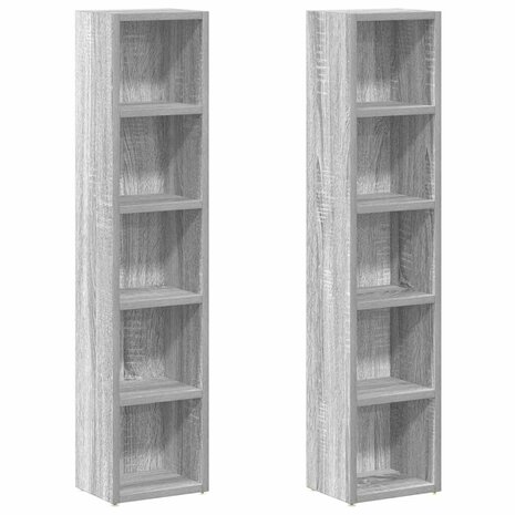 CD-kasten 2st 21x16x93,5cm bewerkt hout grijs sonoma eikenkleur 2