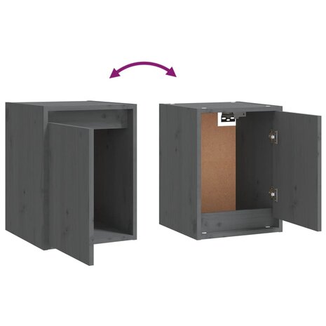 Wandkasten 2 st 30x30x40 cm massief grenenhout grijs 9
