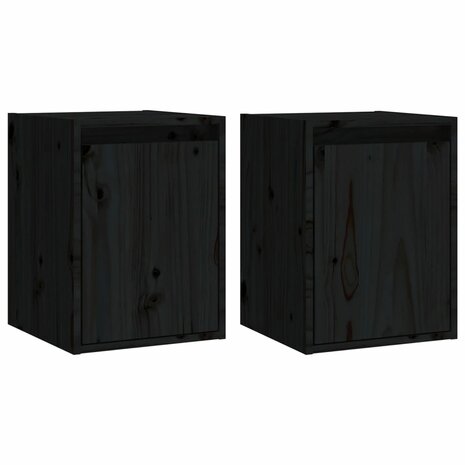 Wandkasten 2 st 30x30x40 cm massief grenenhout zwart 2