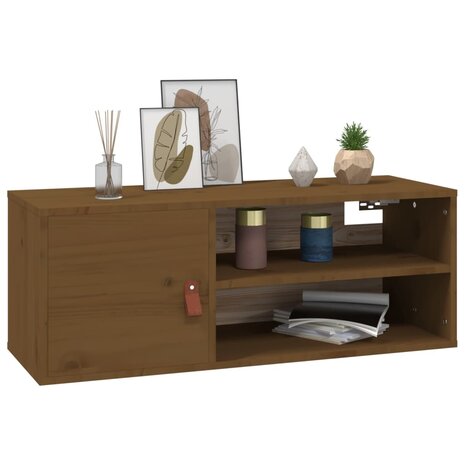 Wandkast 80x30x30 cm massief grenenhout honingbruin 4