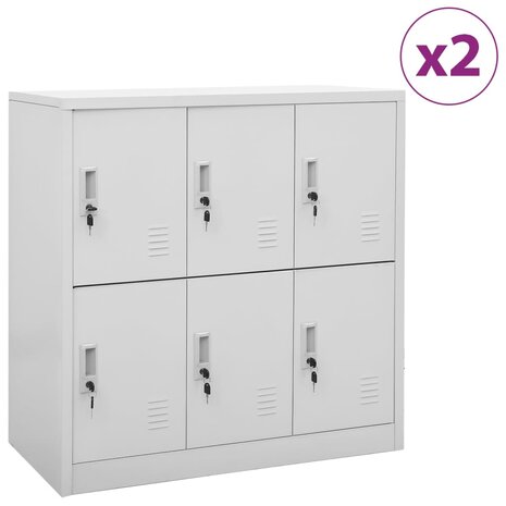 Lockerkasten 2 st 90x45x92,5 cm staal lichtgrijs 1