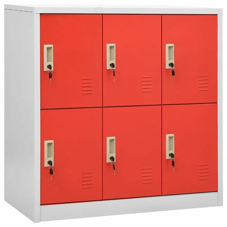 Lockerkasten 2 st 90x45x92,5 cm staal lichtgrijs en rood 2