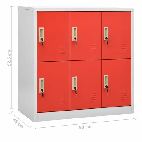 Lockerkasten 2 st 90x45x92,5 cm staal lichtgrijs en rood 9