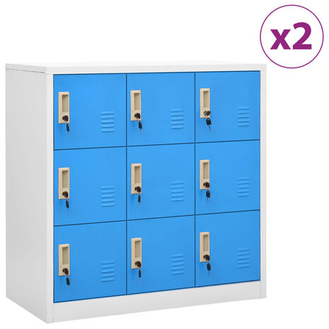 Lockerkasten 2 st 90x45x92,5 cm staal lichtgrijs en blauw 1