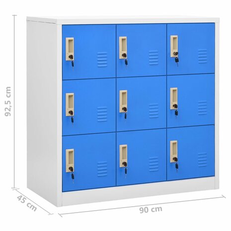 Lockerkasten 2 st 90x45x92,5 cm staal lichtgrijs en blauw 9