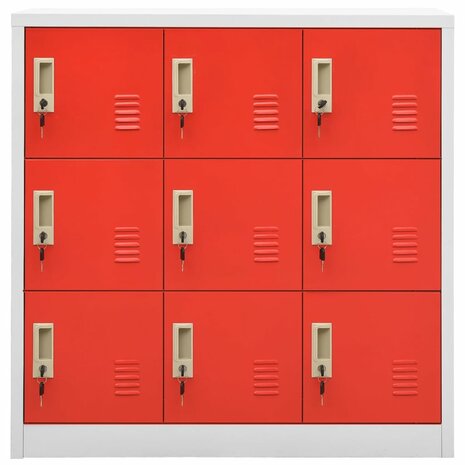 Lockerkasten 2 st 90x45x92,5 cm staal lichtgrijs en rood 3