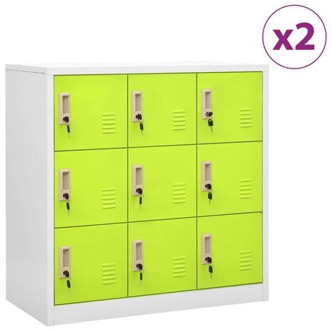 Lockerkasten 2 st 90x45x92,5 cm staal lichtgrijs en groen 1