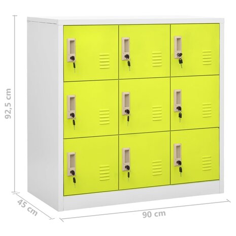 Lockerkasten 2 st 90x45x92,5 cm staal lichtgrijs en groen 9