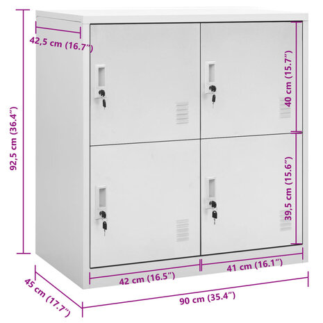 Lockerkast 90x45x92,5 cm staal lichtgrijs 7