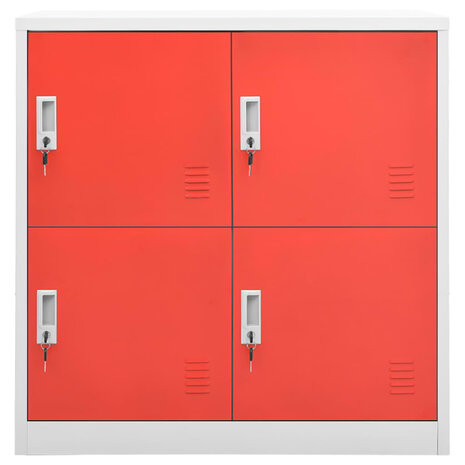 Lockerkast 90x45x92,5 cm staal lichtgrijs en rood 2