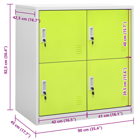 Lockerkast 90x45x92,5 cm staal lichtgrijs en groen 7
