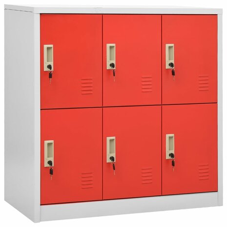 Lockerkast 90x45x92,5 cm staal lichtgrijs en rood 1