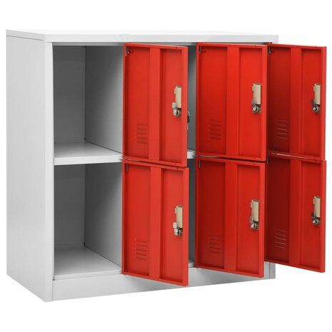 Lockerkast 90x45x92,5 cm staal lichtgrijs en rood 5