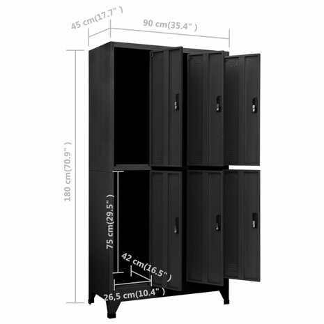 Lockerkast 90x45x180 cm staal antracietkleurig 8