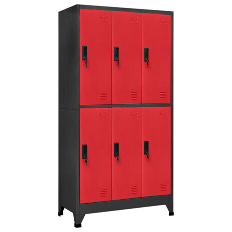 Lockerkast 90x45x180 cm staal antracietkleurig en rood 1
