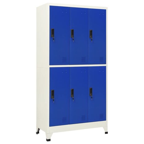 Lockerkast 90x45x180 cm staal grijs en blauw 1