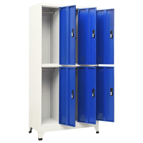Lockerkast 90x45x180 cm staal grijs en blauw 5