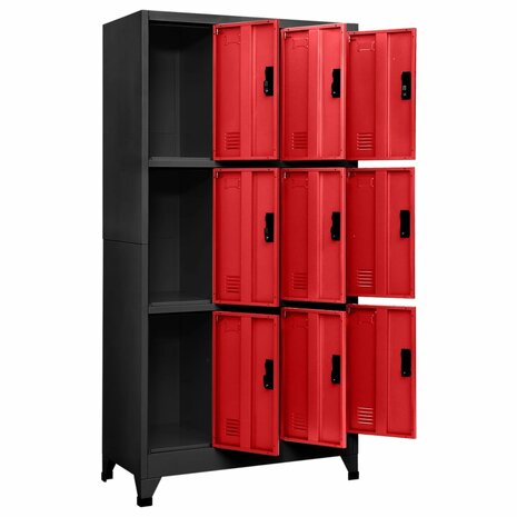 Lockerkast 90x45x180 cm staal antracietkleurig en rood 3