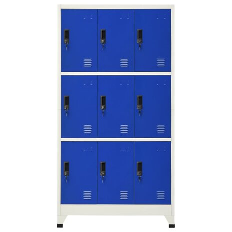 Lockerkast 90x45x180 cm staal grijs en blauw 2