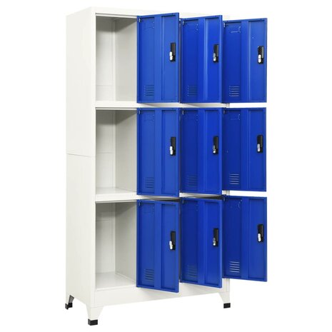Lockerkast 90x45x180 cm staal grijs en blauw 3