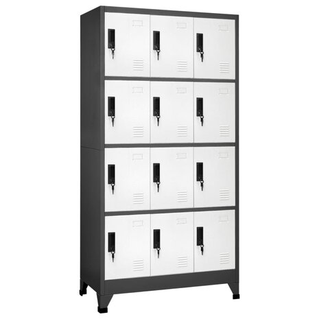Lockerkast 90x45x180 cm staal antracietkleurig en wit 1