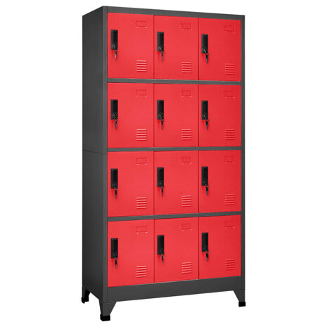 Lockerkast 90x45x180 cm staal antracietkleurig en rood 1