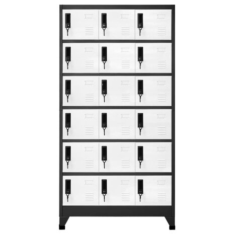 Lockerkast 90x40x180 cm staal antracietkleurig en wit 2