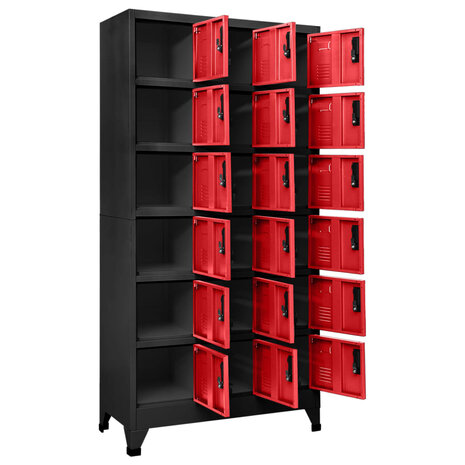 Lockerkast 90x40x180 cm staal antracietkleurig en rood 3