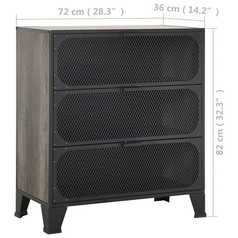 Opbergkast 72x36x82 cm metaal en MDF grijs 9