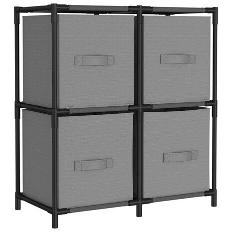 Opbergkast met 4 stoffen manden 63x30x71 cm staal grijs 2