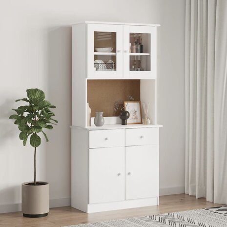 Opzetkast ALTA 77x30x92 cm massief grenenhout wit 3