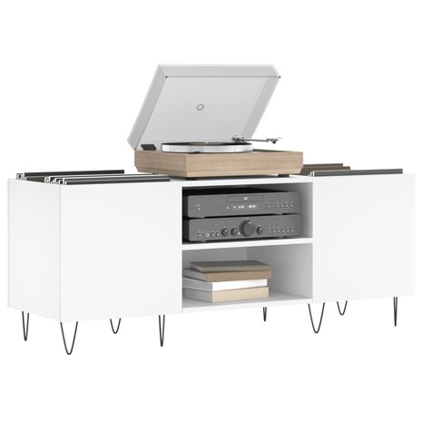 Platenkast 121x38x48 cm bewerkt hout wit 3