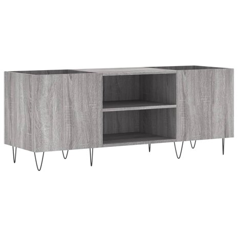Platenkast 121x38x48 cm bewerkt hout grijs sonoma eikenkleurig 2