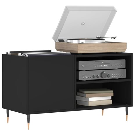 Platenkast 85x38x48 cm bewerkt hout zwart 3