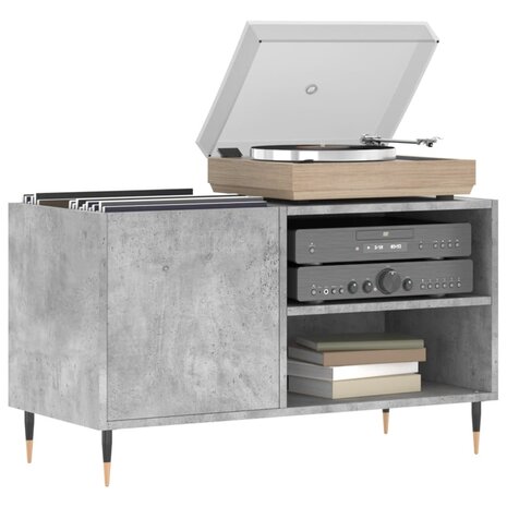 Platenkast 85x38x48 cm bewerkt hout betongrijs 3