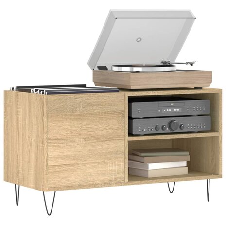 Platenkast 85x38x48 cm bewerkt hout sonoma eikenkleurig 3