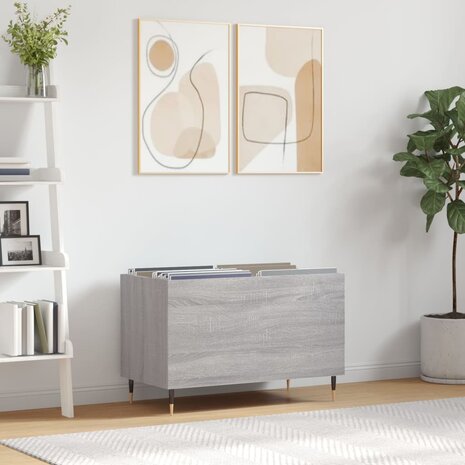 Platenkast 74,5x38x48 cm bewerkt hout grijs sonoma eikenkleurig 1