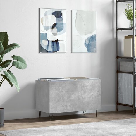 Platenkast 74,5x38x48 cm bewerkt hout betongrijs 1