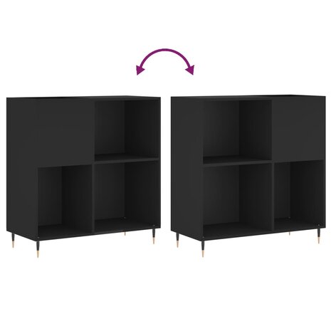 Platenkast 84,5x38x89 cm bewerkt hout zwart 7