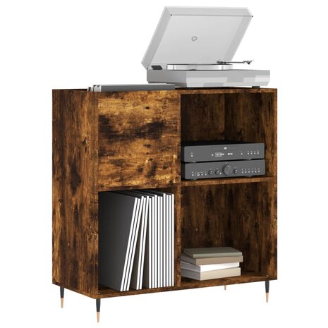 Platenkast 84,5x38x89 cm bewerkt hout gerookt eikenkleurig 3