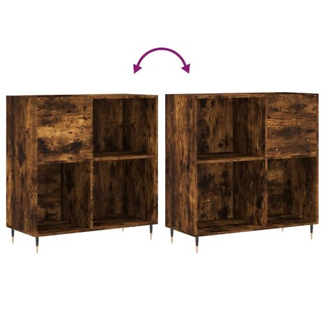Platenkast 84,5x38x89 cm bewerkt hout gerookt eikenkleurig 7
