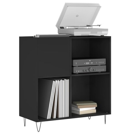 Platenkast 84,5x38x89 cm bewerkt hout zwart 3