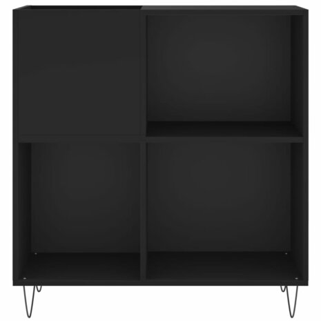 Platenkast 84,5x38x89 cm bewerkt hout zwart 4